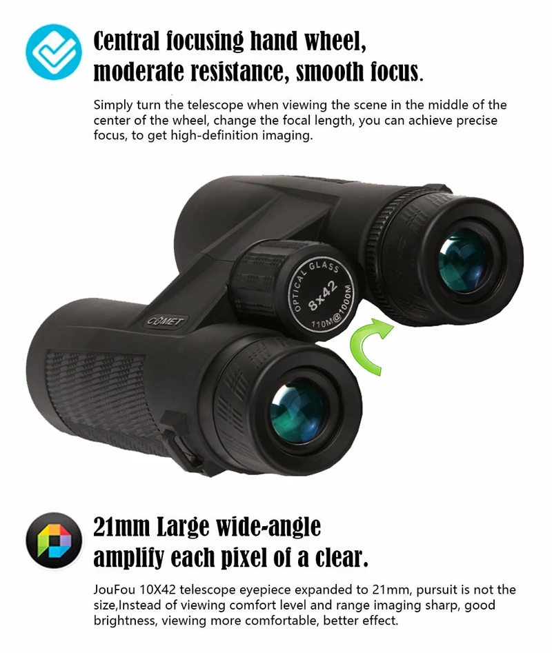 COMET Powerful Binoculars 8x42 10X42 HD Long Range Waterproof Bak4 Binocular BAK4 Prism High Clarity For Tourism Hunting Camping