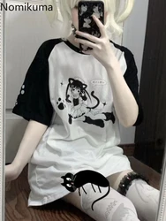 2023 Shirts for Women Cute Tshirts Fashion Summer Japanese Tees Casual Anime Print Oversized Tops Contrast Color Y2k T-shirt