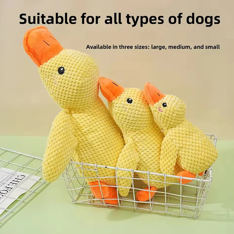 Plush Duck Dog Toy Chew Resistant Durable With Quacking Sound Teeth Grinding Relief Soft Companion For Small To Large Dogs