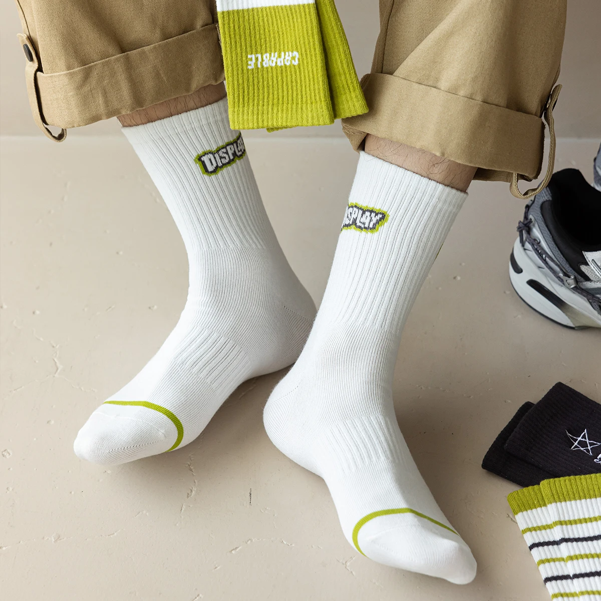 جوارب أنبوبية ناعمة من الجاكار والخماسي للسيدات ، جوارب قصيرة للياقة البدنية ، مرنة ونابضة بالحياة ، ملابس الشارع الشهير ، التدريب ، كاواي