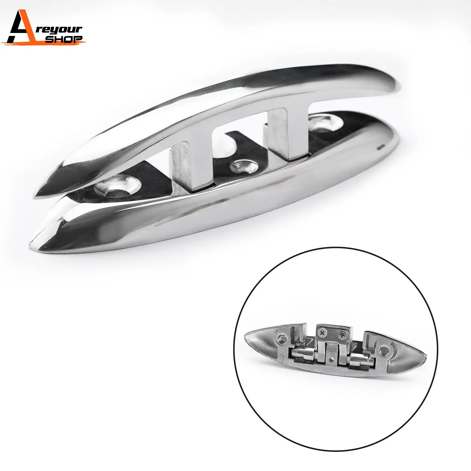 

Areyourshop 316 Stainless Steel 6" Boat Flip Up Folding Dock Cleat For Kayak Marine Boat Accessories Parts