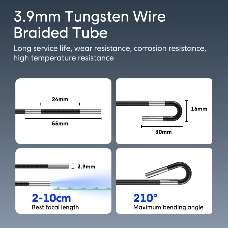 منظار داخلي بقطر 6 مم من OEM مع كاميرا تناظرية عالية الدقة بدقة 2 ميجابكسل وشاشة IPS مقاس 5 بوصات بقدرة 3000 مللي أمبير في الساعة وبطارية IP67 مقاومة للماء 720 °   بوريسكوب قابل للدوران