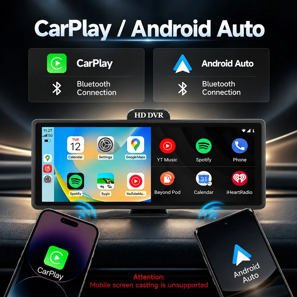 JIUYIN Universal 10.26'' Car Radio Screen Multimedia Video Player Wireless Carplay Android Auto Mirror Link BT AUX TF USB