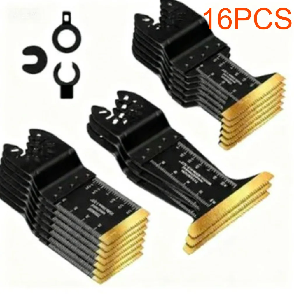 XMSJ 16 stuks oscillerende zaagbladen voor het zagen van hout en metaal Multitool Bi-metaal Quick Release Universal Fit oscillerende gereedschapsbladen