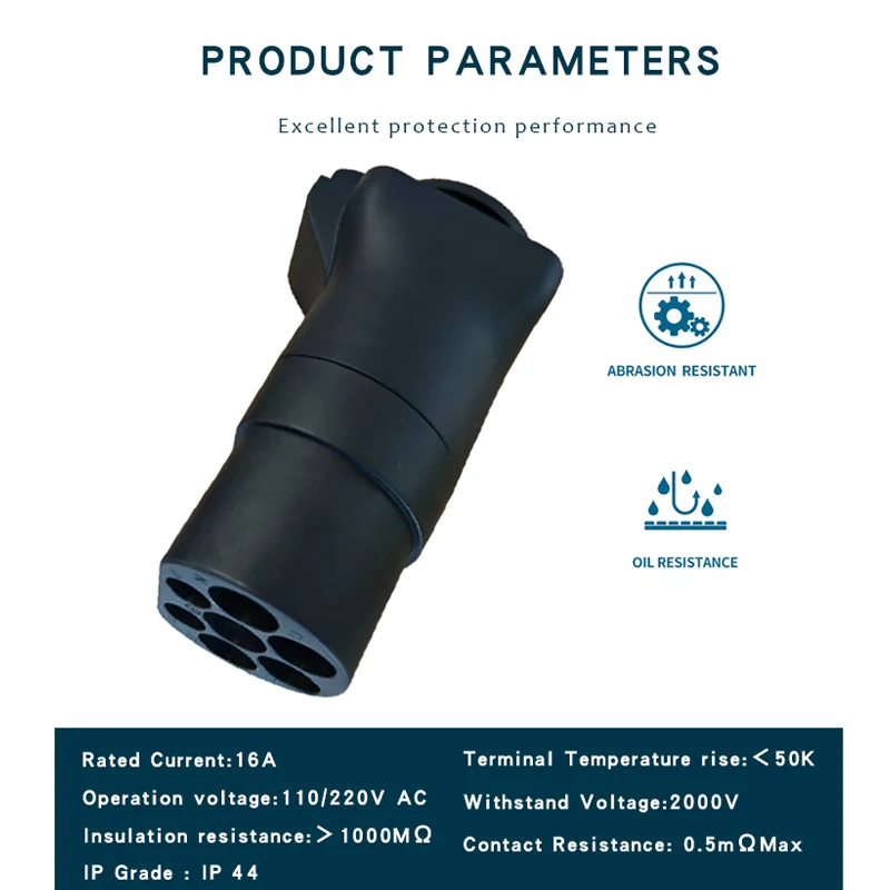 EV Adapter 16A Type 2 Charger Male Plug to Schuko Socket Electrical Car Mennekes Type 2 - Schuko/ CE