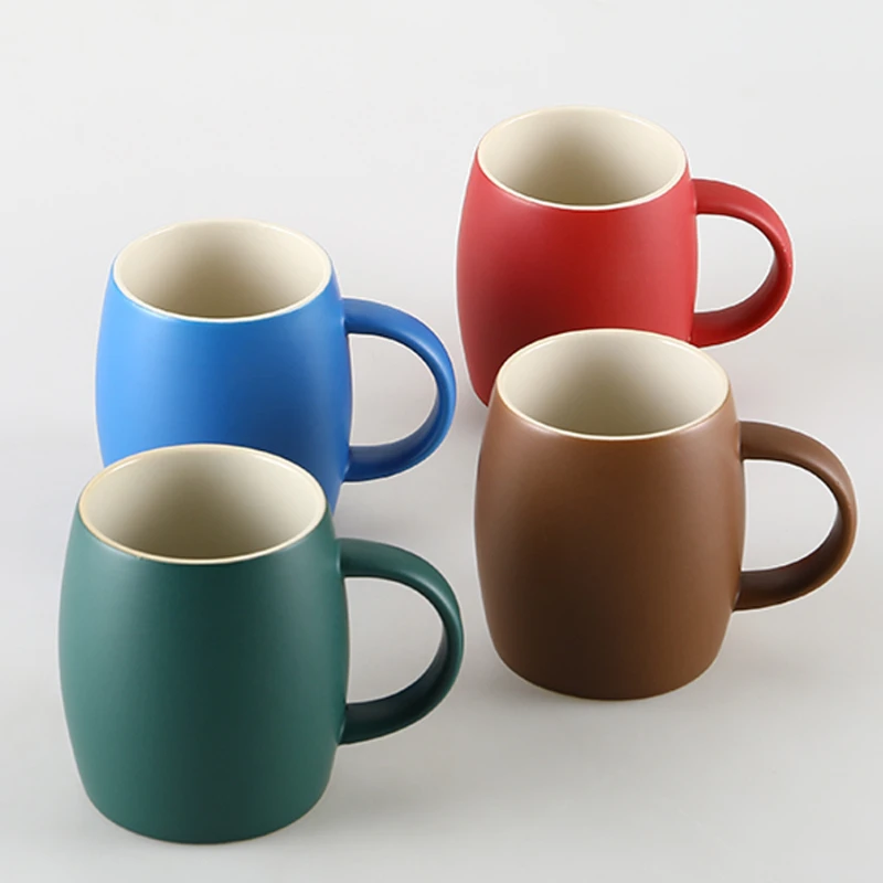 Ceramic Cask Cup solid colored mug Creative Mug Wine Barrel Cup Drum Shaped Mug Household Coffee Mugs Water Couple Cups Wholesal