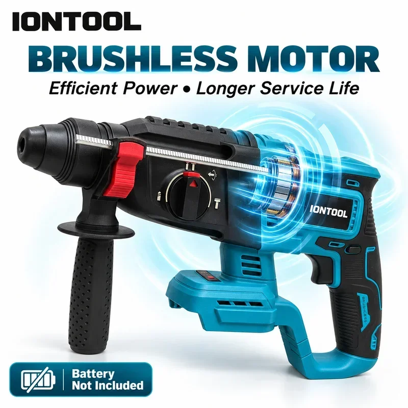 IONTOOL 26mm Cordless Rotary Hammer 1800rpm Brushless Bare Tool for Foundation Hole Making and Hard Wall Processing