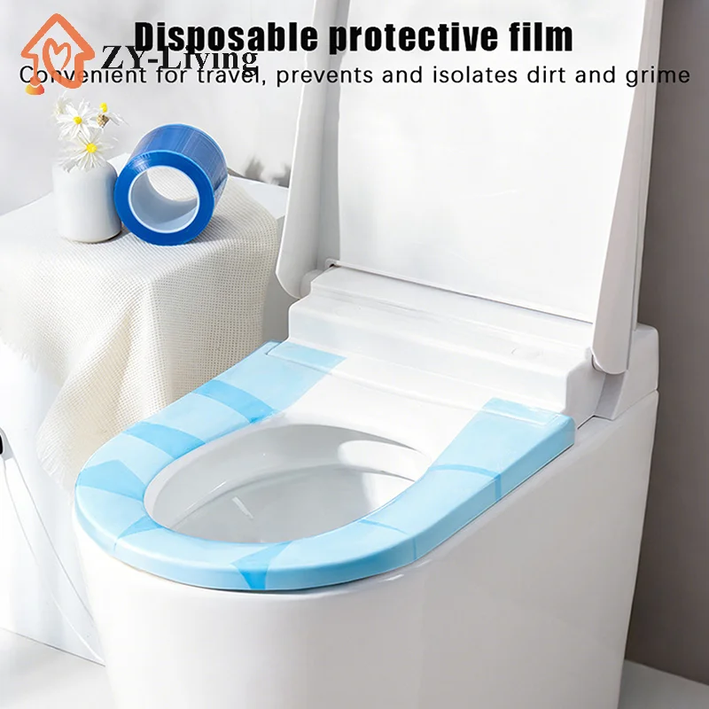 Width 10cm Disposable Protective Barrier Film Tape, Bathroom Toilet Isolation Sticker, Anti-Stain Cover for Door Handle & Switch