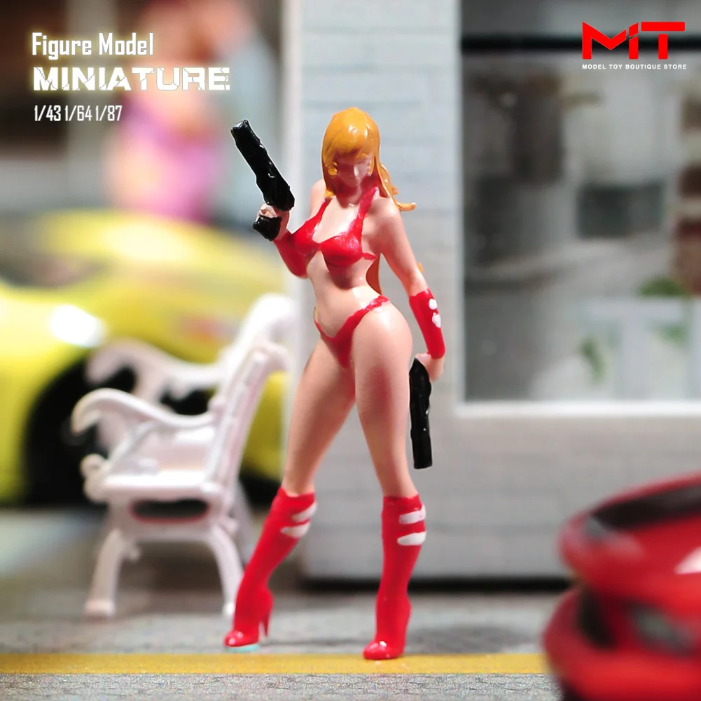 Miniature Figurine 1/87 1/64 1/43 1/24 Cool Beauty Girl Killer Figures Model Creative Photography Scene puntelli per auto giocattolo