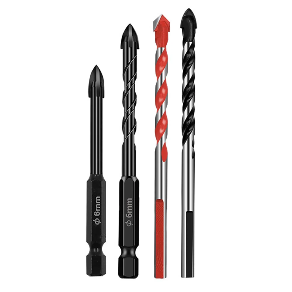 Set di punte da trapano per piastrelle da 4 pezzi Punte da perforazione a mano multiuso in lega dura Utensili elettrici per fori per trapano elettrico in ceramica di vetro