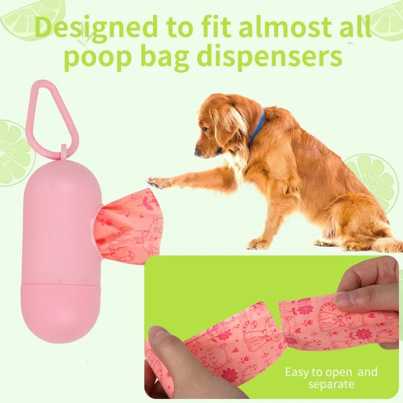 Biodegradable Pet Garbage Bags, Dog Litter Bags, Lemon-scented Cat Litter Bags, Cute and Environmentally Friendly Poop Bags