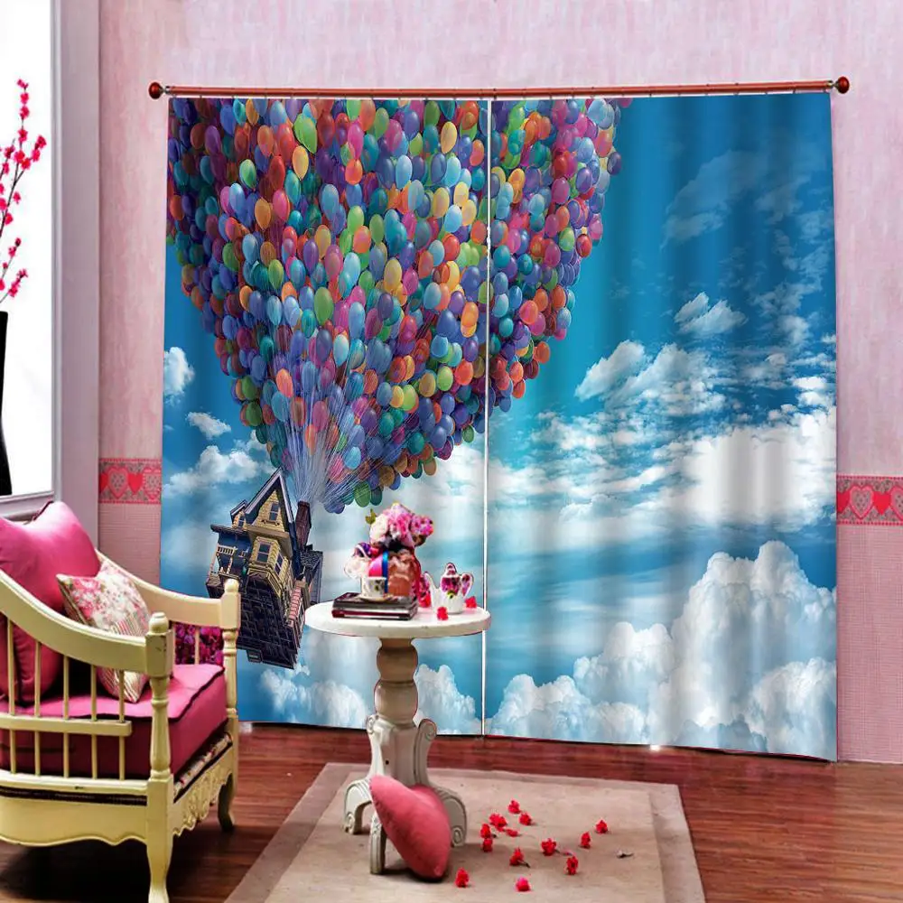 Blue curtains Balloon 3D Curtain Luxury Blackout Window Curtain Living Room Blackout curtain