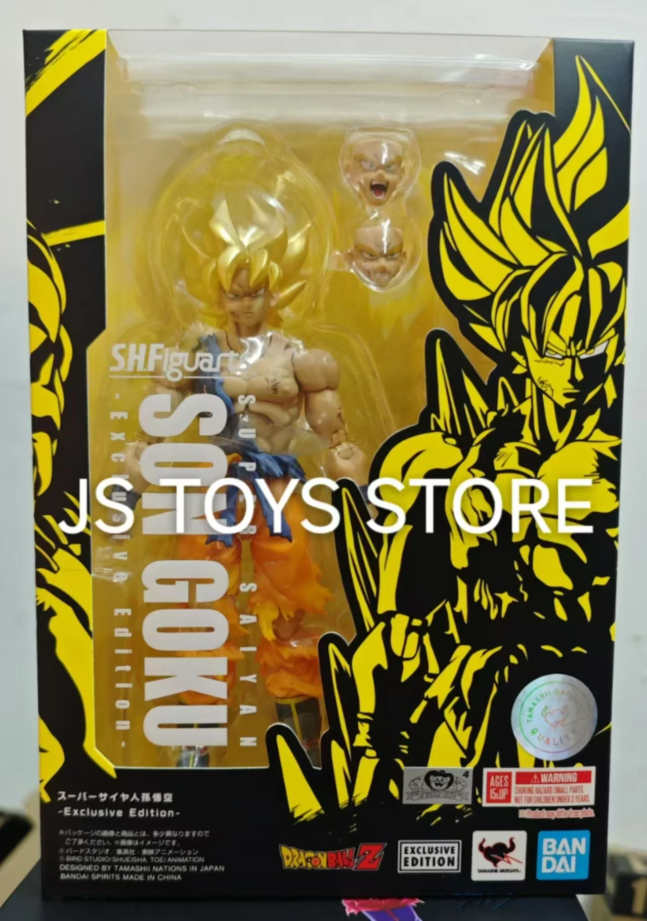 Original Bandai S.H.Figuarts SHF Dragon Ball Z Super Saiyan Son Goku Exclusive Edition TN15th Anime Figures Model Toy