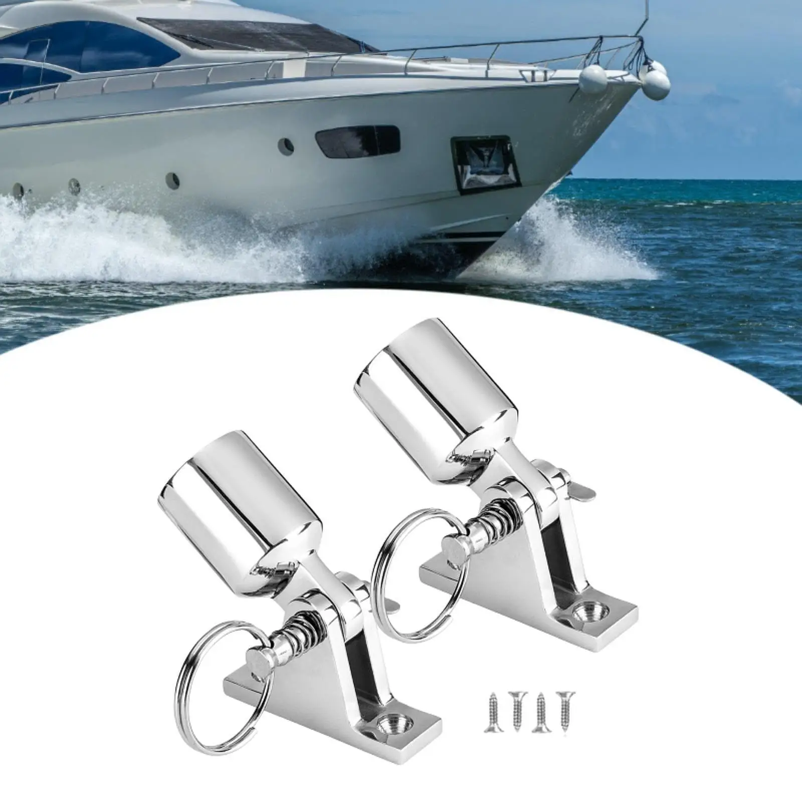 

2Pcs Deck Hinges and Eye End Caps Top Hardware Fits 1 inch Tube Sturdy Repair Parts for Boat Rvs Marine Grade Stainless Steel