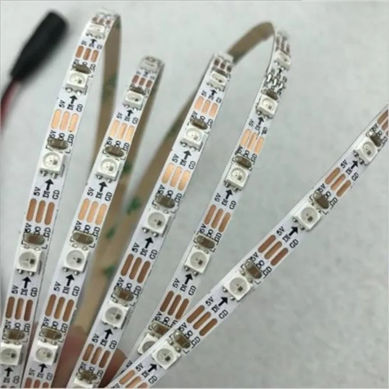 

DC5V Addressable SK6812 MINI Narrow PCB 4mm 3535 5mm 5050 RGB Flexible Smart Pixel Tape Lights WS2812B Dream Color 60LEDs/m 1 2m