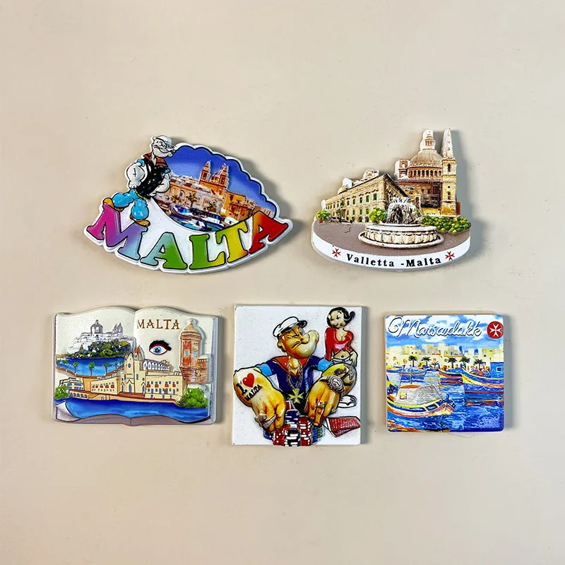 Malta 3D UV Printing Resin Fridge Magnets Ornament Souvenir Refrigerator Magnets Sticker Collection craft Gift Home Decoration