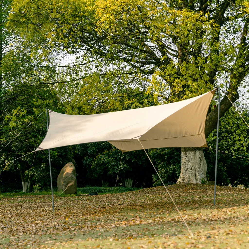 Hexagonal Canopy Outdoor Camping 2000-3000mm Rainproof Sunscreen Nylon Awning Summer Camouflage