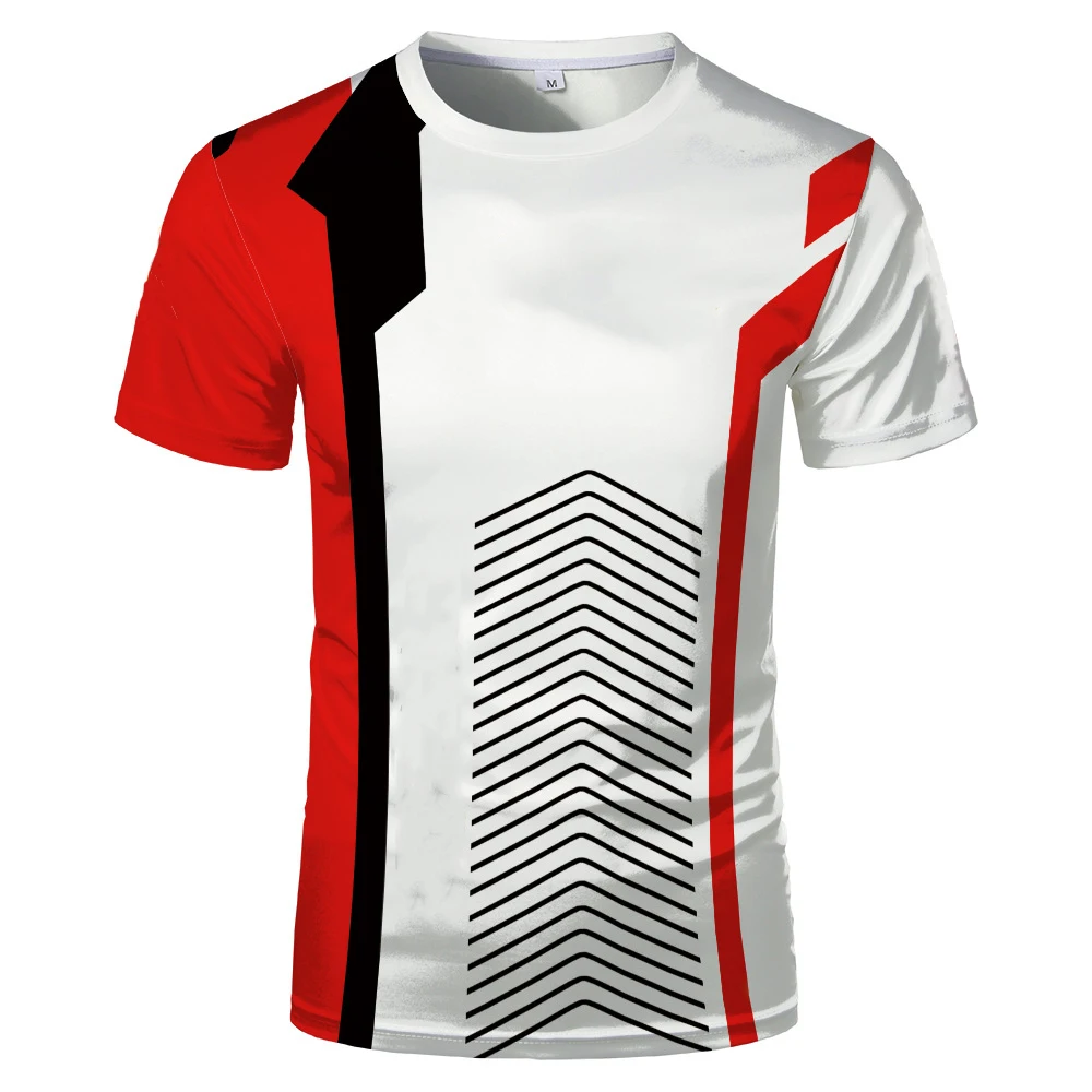 Camiseta solta estampada em 3D masculina, manga curta, blusa com decote em O, roupa esportiva casual