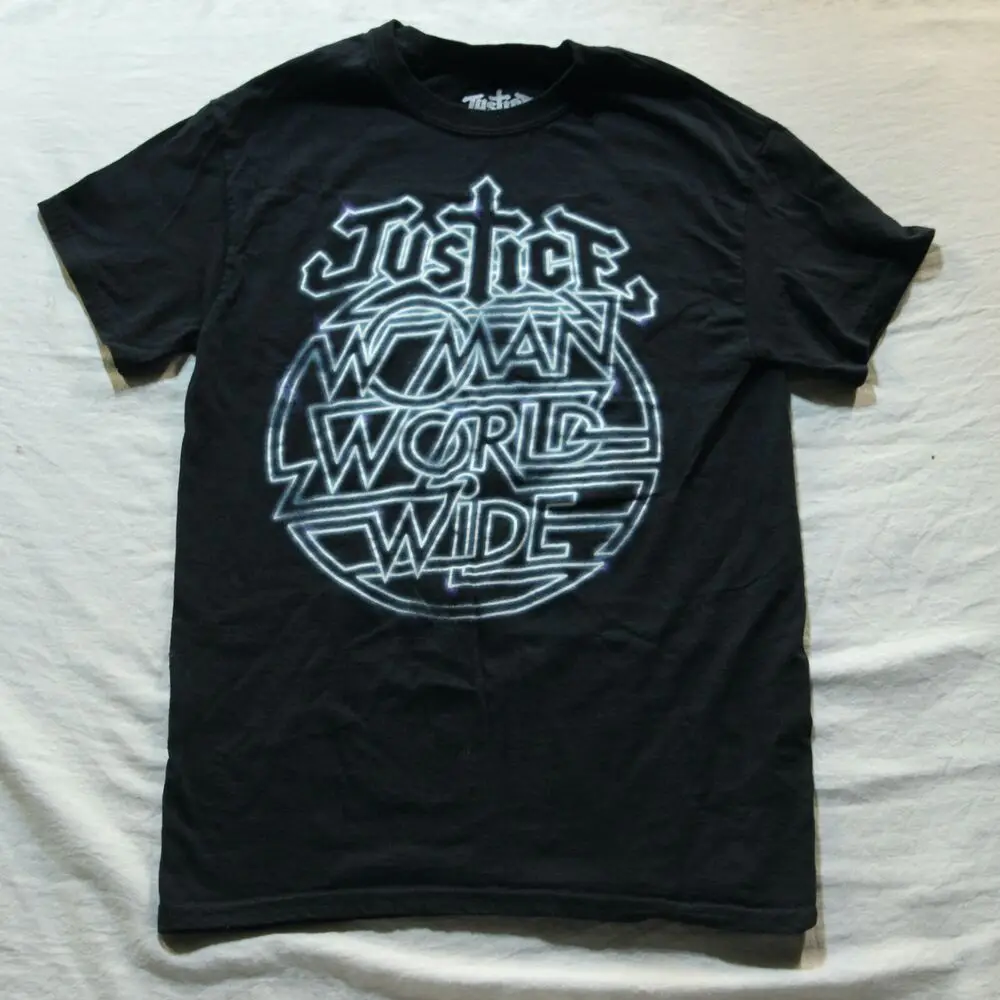 Justice EDM Band Tee Woman Worldwide Album Merch DJ House Techno Dance T Shirt S