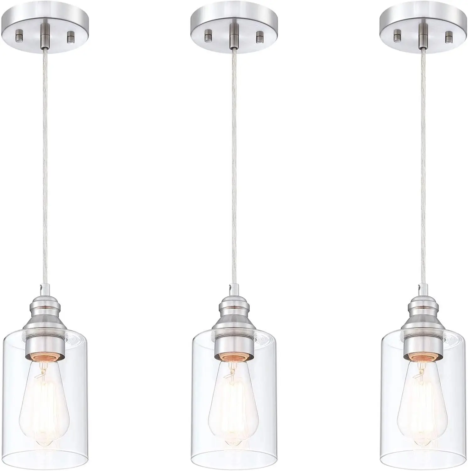 

Pendant Lighting Fixture, Hanging Ceiling Lights with E26 Medium Base Max. 60W, ETL Rated, 3-Pack