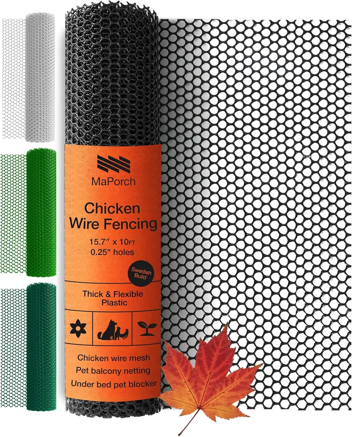 

Black Plastic Chicken Wire Mesh Fence, 15.7 in x 10 ft - Easy Install for Garden Protection and Pet Safety