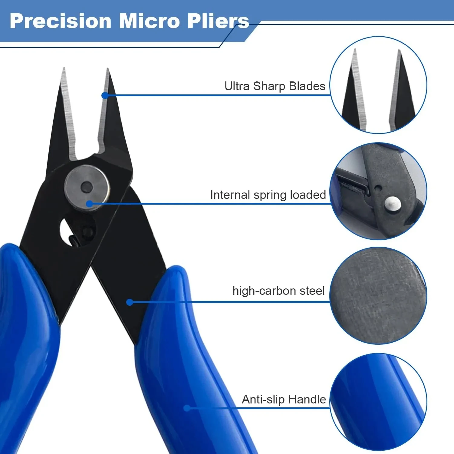 Natalink 5 Inch Ultra Sharp Compact Wire Cutters with Lightweight Portable Diagnoal Wire Cutter pliers for precise tip operation