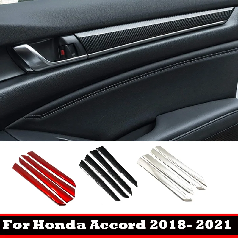 

Накладка для Honda Accord 2018 2019 2020 2021, ABS, углеродное волокно, внутренняя дверная панель, подлокотник, полосы, защитная молдинговая накладка