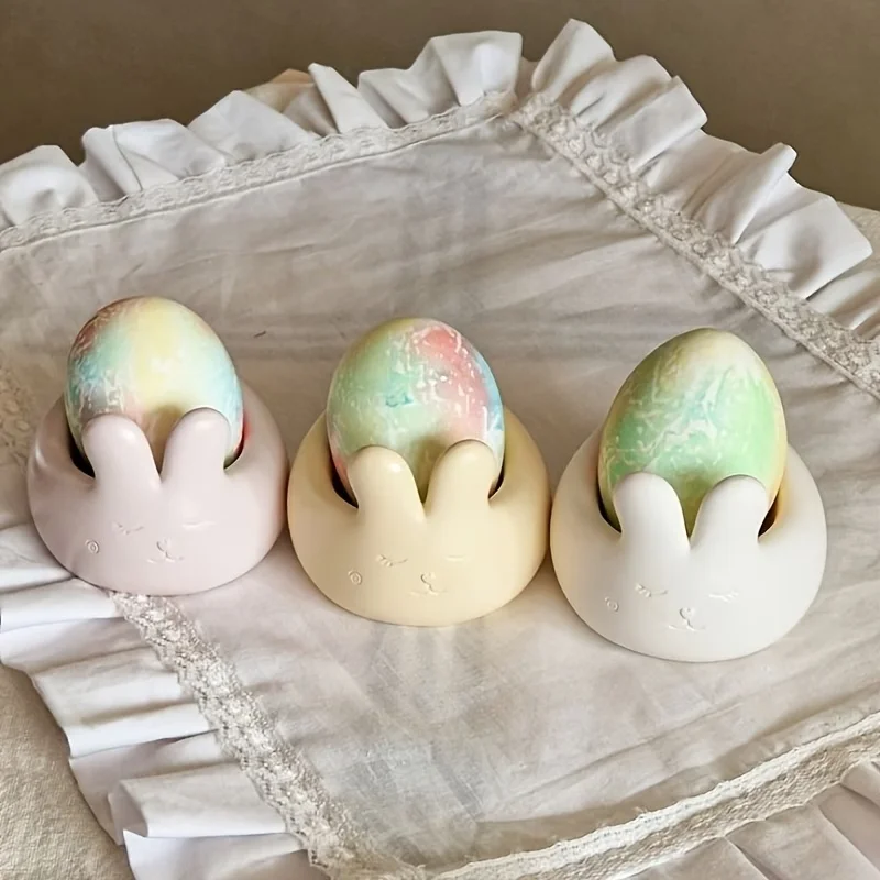 

1 шт. DIY силиконовая форма для подсвечника в виде кролика с закрытыми глазами и вертикальными ушками, коробка для хранения, декоративный элемент, форма для пасхальных яиц и свечей