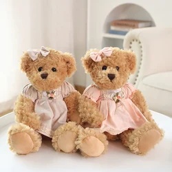 2pcs/lot 26cm Lovely Couple Teddy Bear Peluche Toys Kawaii Dress Bear Dolls Stuffed Soft Toy for Girls Baby Girlfriend Gifts