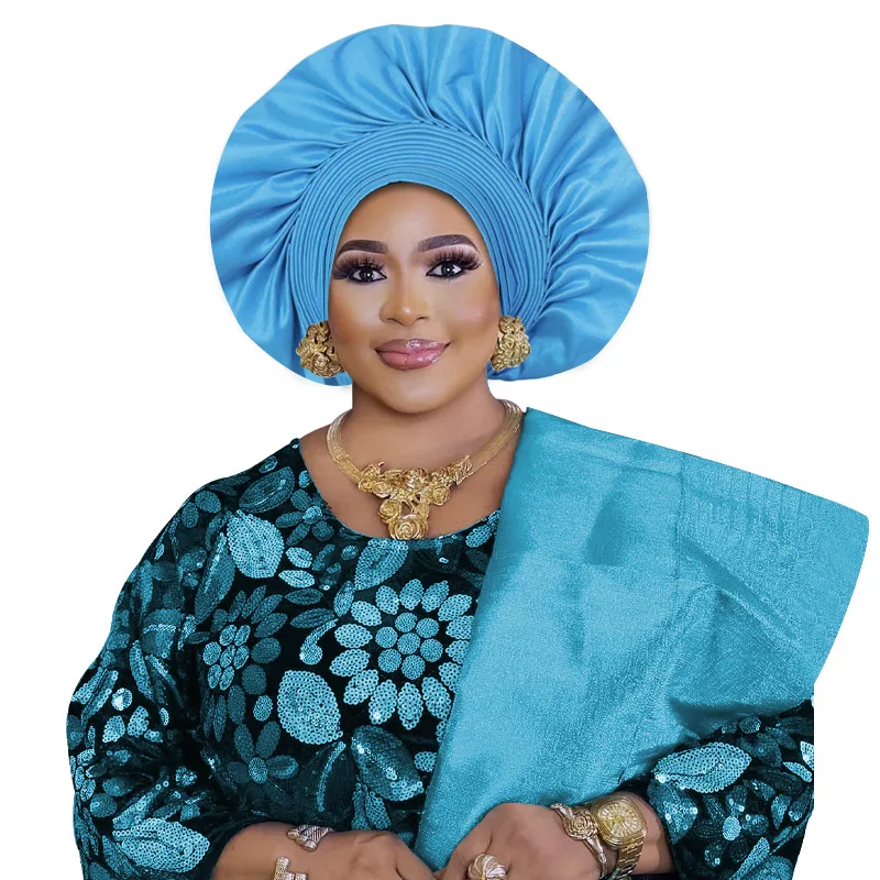 Afrikanische weibliche fächerförmige Auto Gele Alrady Made Headtie für Frauen Dame Headwraps Hochzeit Party Kopf Krawatten weibliche Turban Kappe Hüte