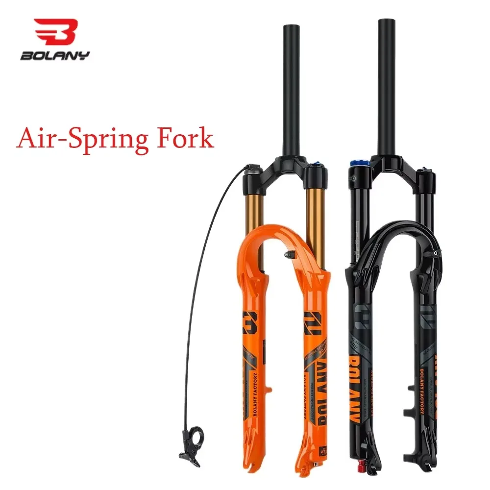 BOLANY Bike Air Fork 27.5/29inch 120mm Travel Oil Air Suspension Lightweight Magnesium Alloy Quick Release Bicycle Fork