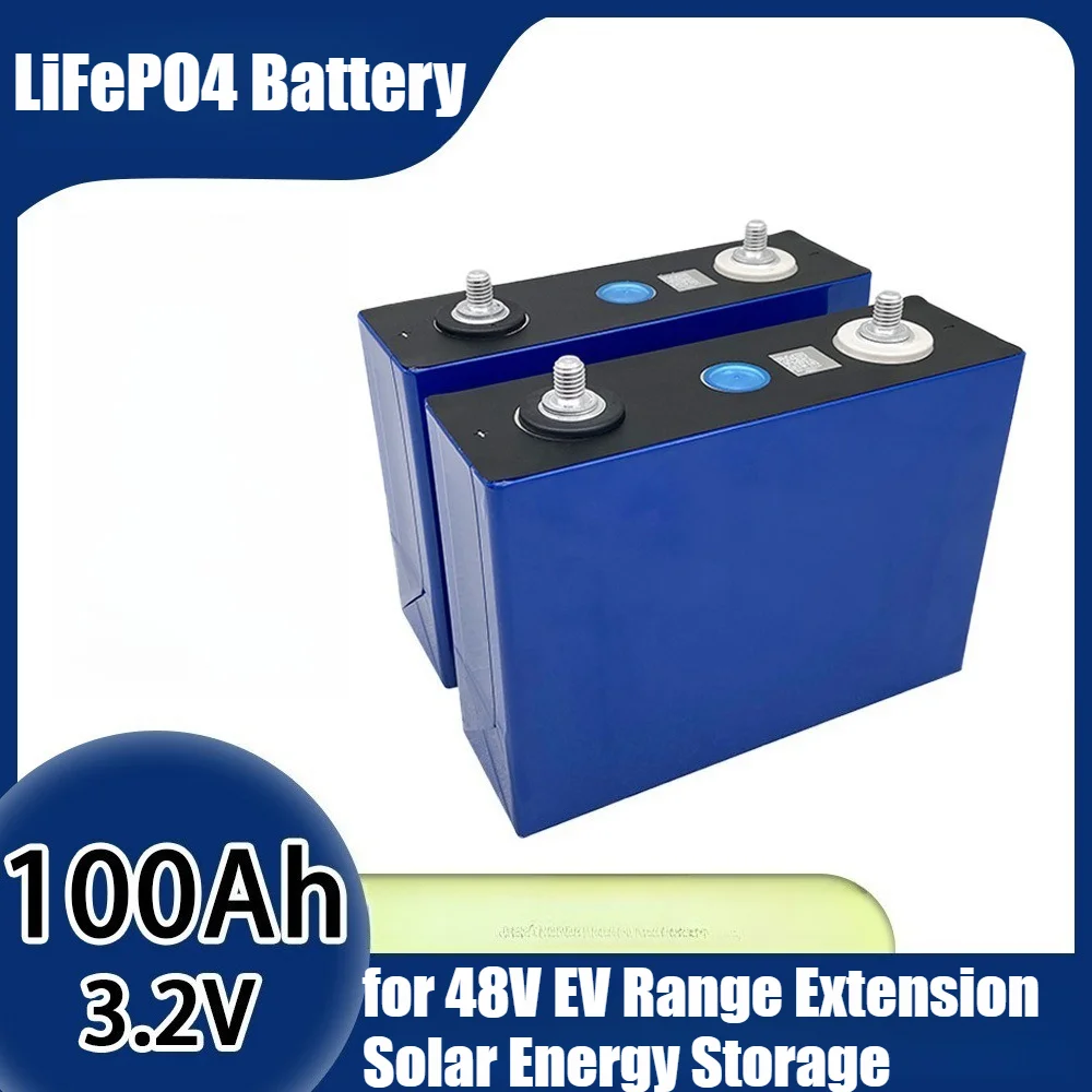 3.2V 100Ah Aluminum Case LiFePO4 Battery Cell - High Capacity LFP Power Cell for 48V EV Range Extension Solar Energy Storage