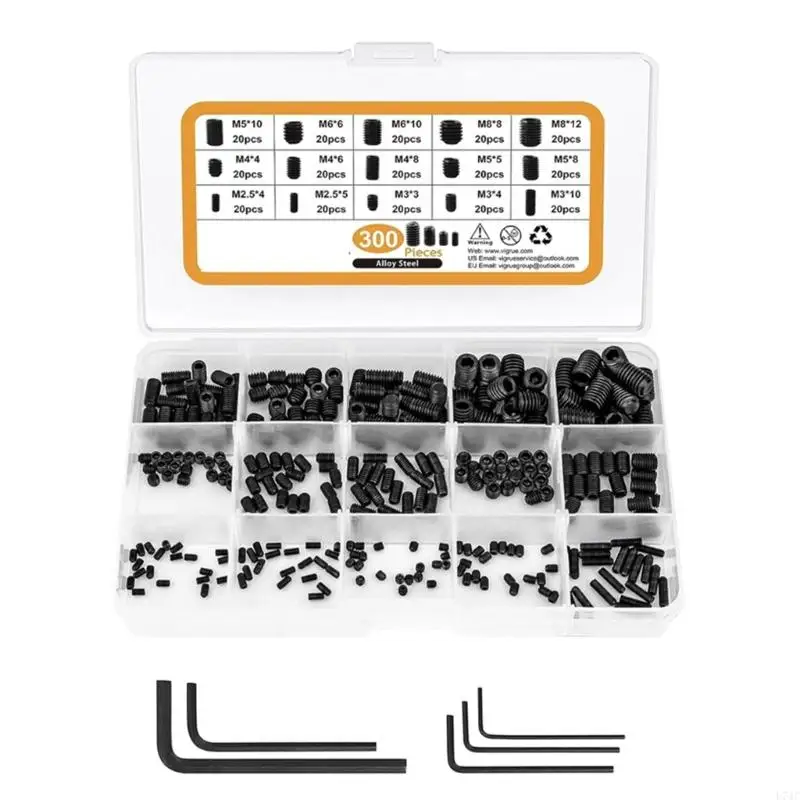 L74C 300Pcs Allen Head Screws 2.5/3/4/5/6/8mm Hexagon Socket Head Screws Stainless Steel Internal Hexagon Cup Screw