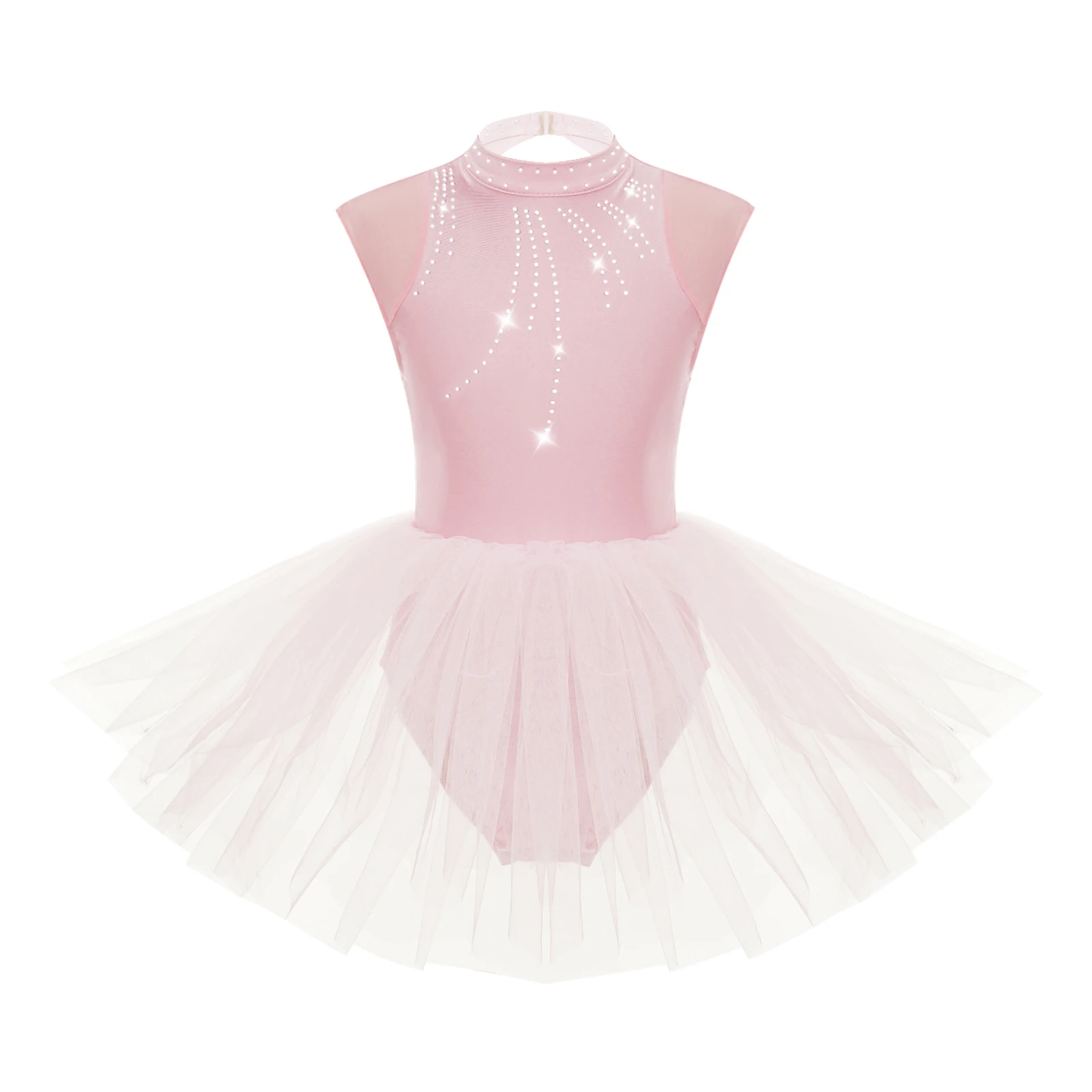 Kids Girls Ballet Tutu Dress Ballerina Ballroom Dancewear Little Swan senza maniche Mesh Puffy body Dress per spettacoli teatrali