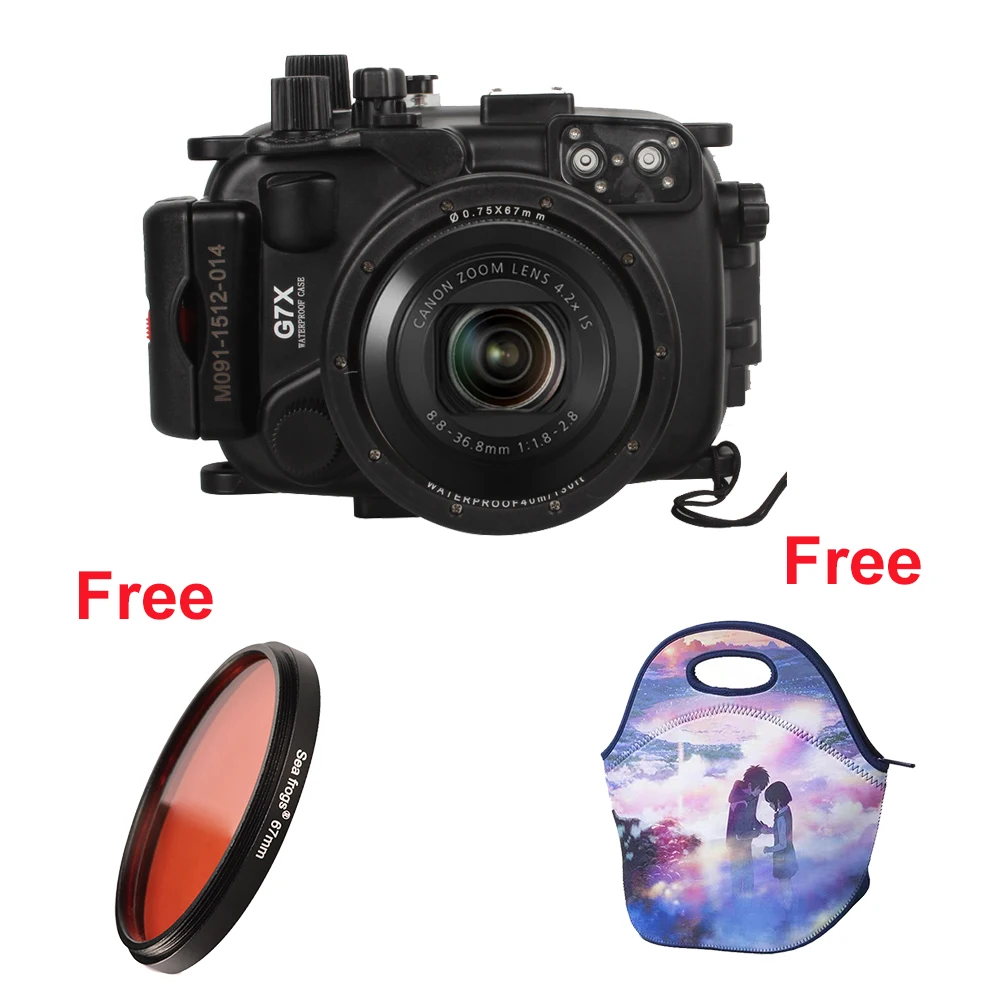 

40M /130FT Waterproof Underwater Housing Camera Diving Case for Canon G7X Lens WP-DC54 G7X