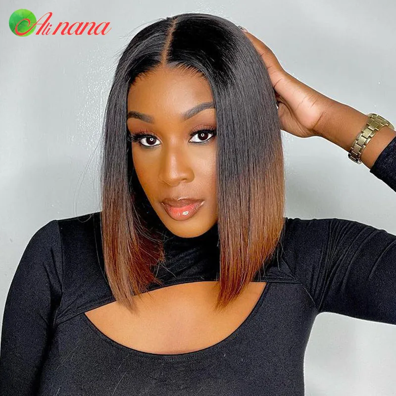 Ombre 1B/30 Brown Colored Straight Short Bob 6x6 Lace Closure Wig 1B/27 Blonde 13x4 Lace Frontal Wig Human Hair Wig For Women