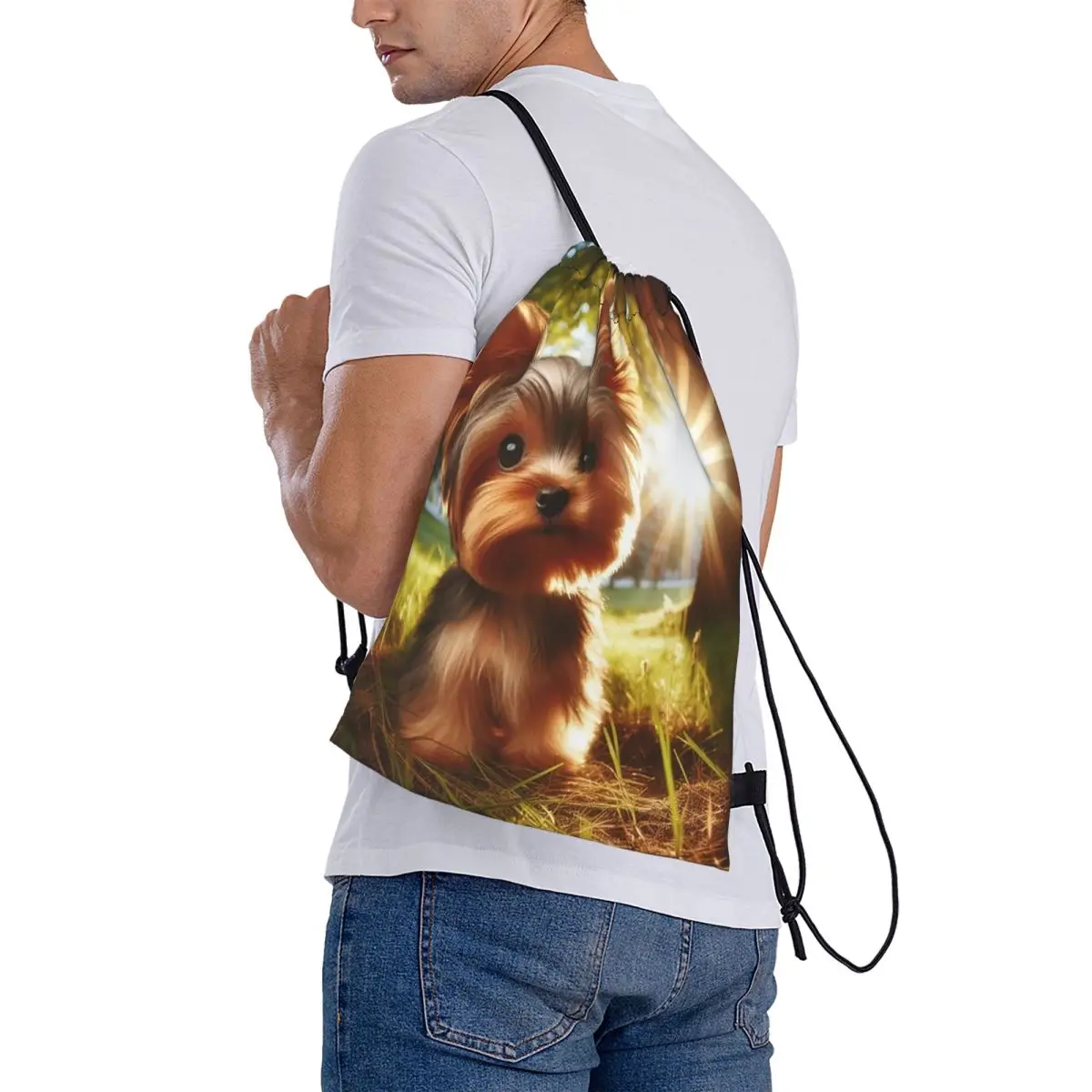 Yorkshire Terrier Dog Yorkie Lover Backpacks Multi-function Drawstring Bags Sports Bag Book Bags for Man Woman School