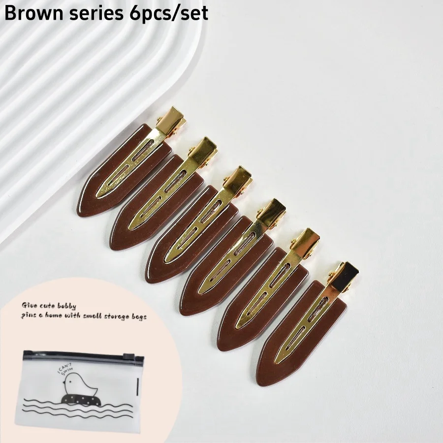 6 STKS/SET Dames Multi-gekleurde Acryl Niet-buigende haarspeld Dagelijkse make-up Gezichtswas Pony Gebroken haar Afwerking Traceless Haarspeld Pro