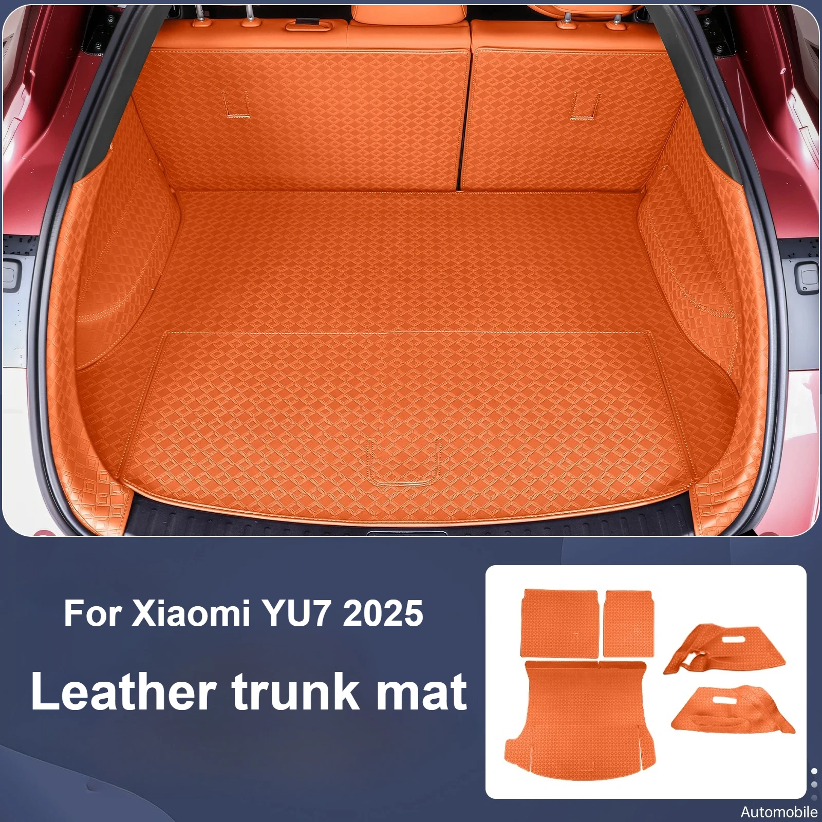 

Для Xiaomi YU7 2025 кожаные задние коврики для багажника, защита от царапин, спинка сиденья, защита от ударов, аксессуары для внутренней отделки