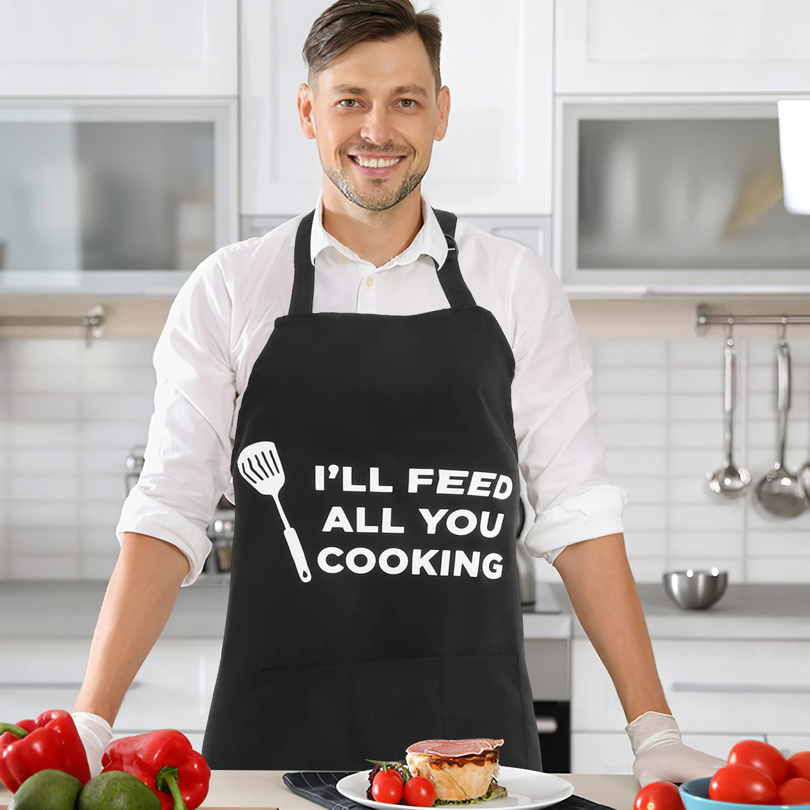 

Husband Cooking Apron Polyester Multifunctional Kitchen Bbq Baking Protector Funny Gift for Anniversary Birthday