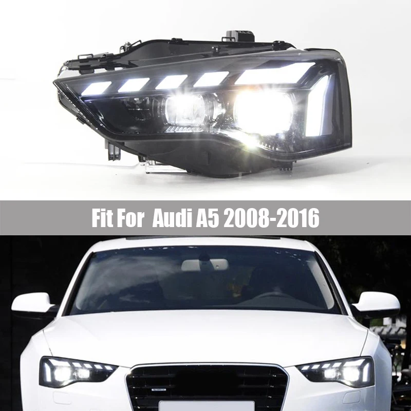 

Headlamp Assembly Suitable for Audi A5 2013 2014 2015 2016 Daytime Running Light Streamer and Blue Led Headlights