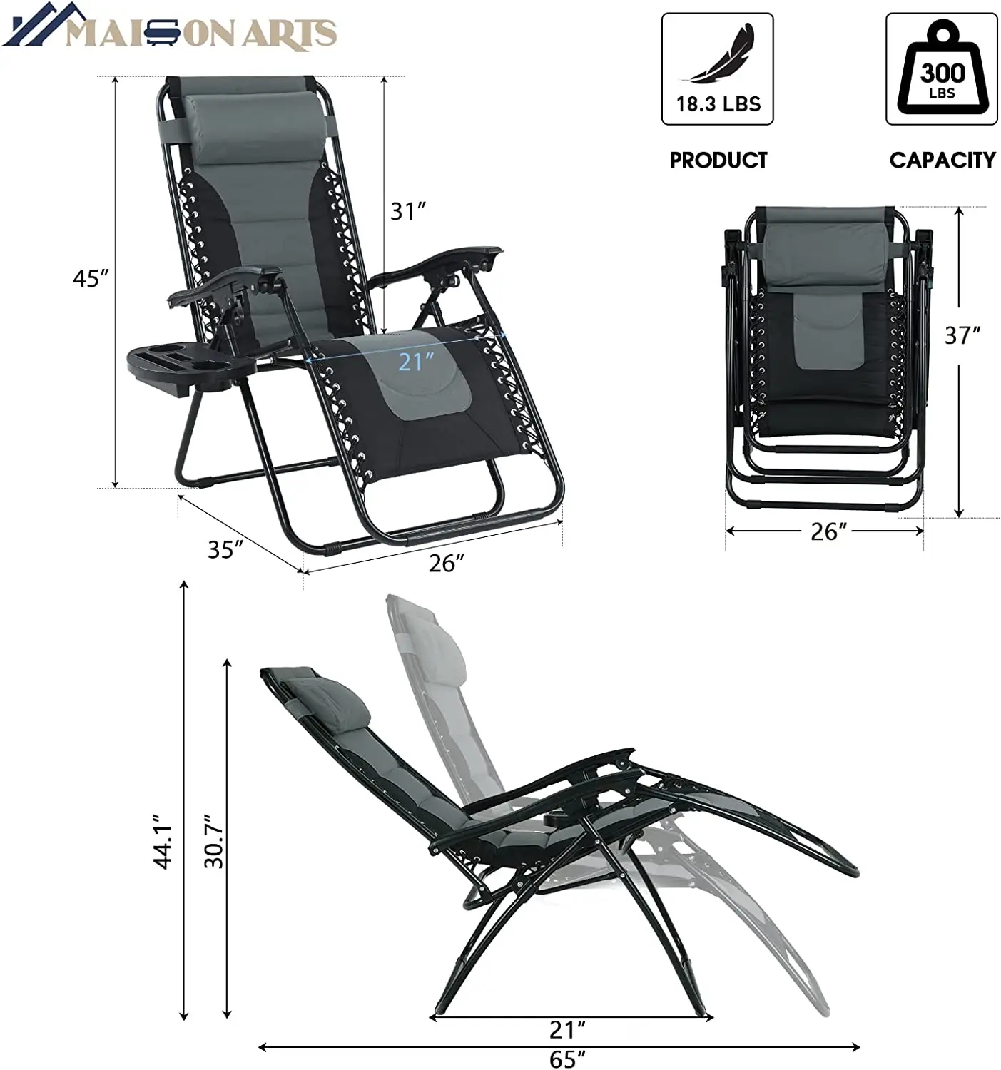 Sun Lounge Foldable Beach Chair Zero Gravity Leisure Metal Folding Chairs With Cup Holder