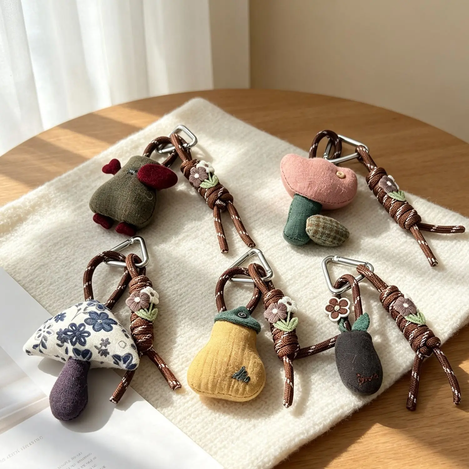 Fabric Flower Car Keychain Pendant Stuffed Cotton Cute Versatile Bag Charm Adorable Soft Premium Quality Accessory