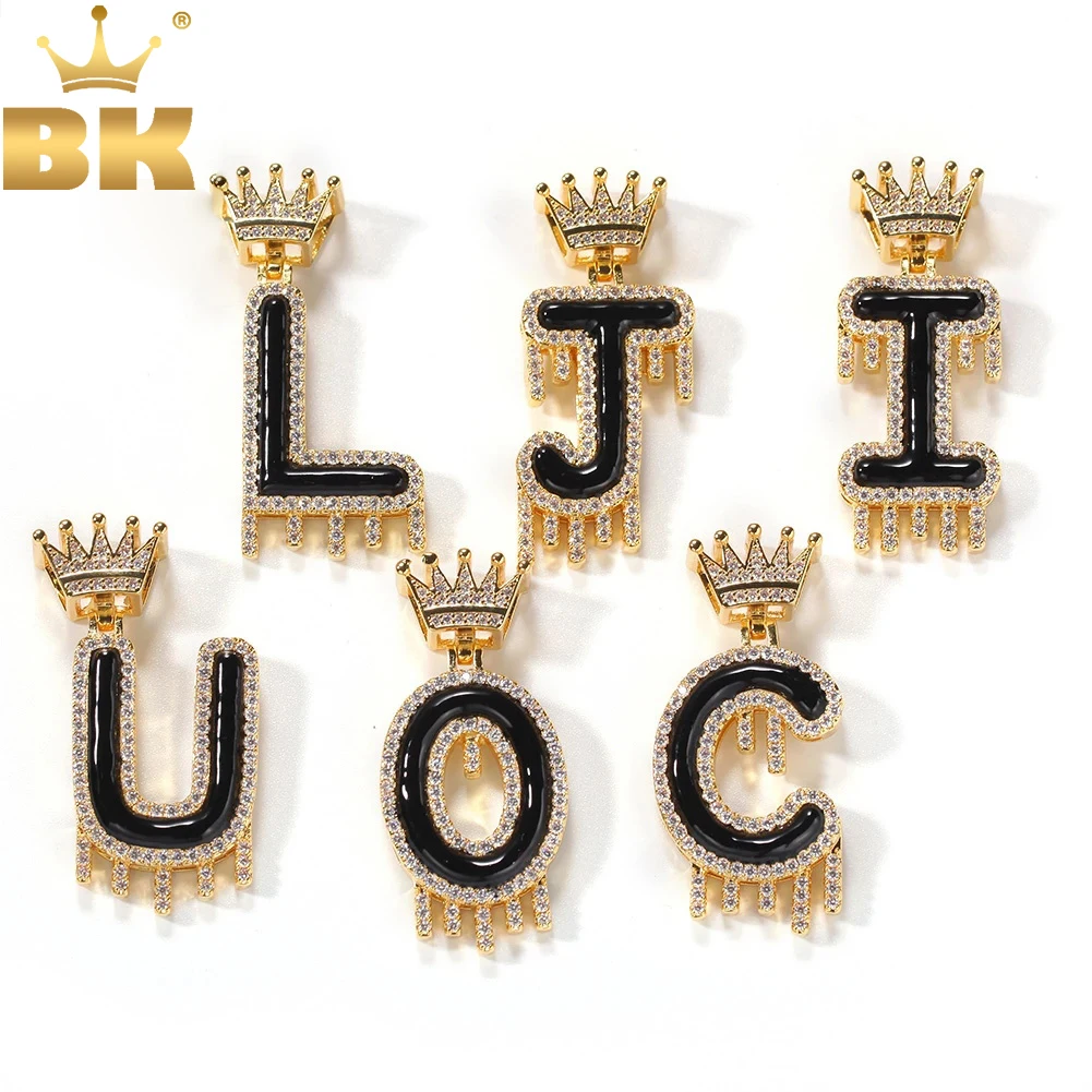 

TBTK Necklaces Letter Pendants Crown Water Drip Oil Bubbles Initial Letter Cubic Zirconia Jewelry 2020 new style trend Hiphop
