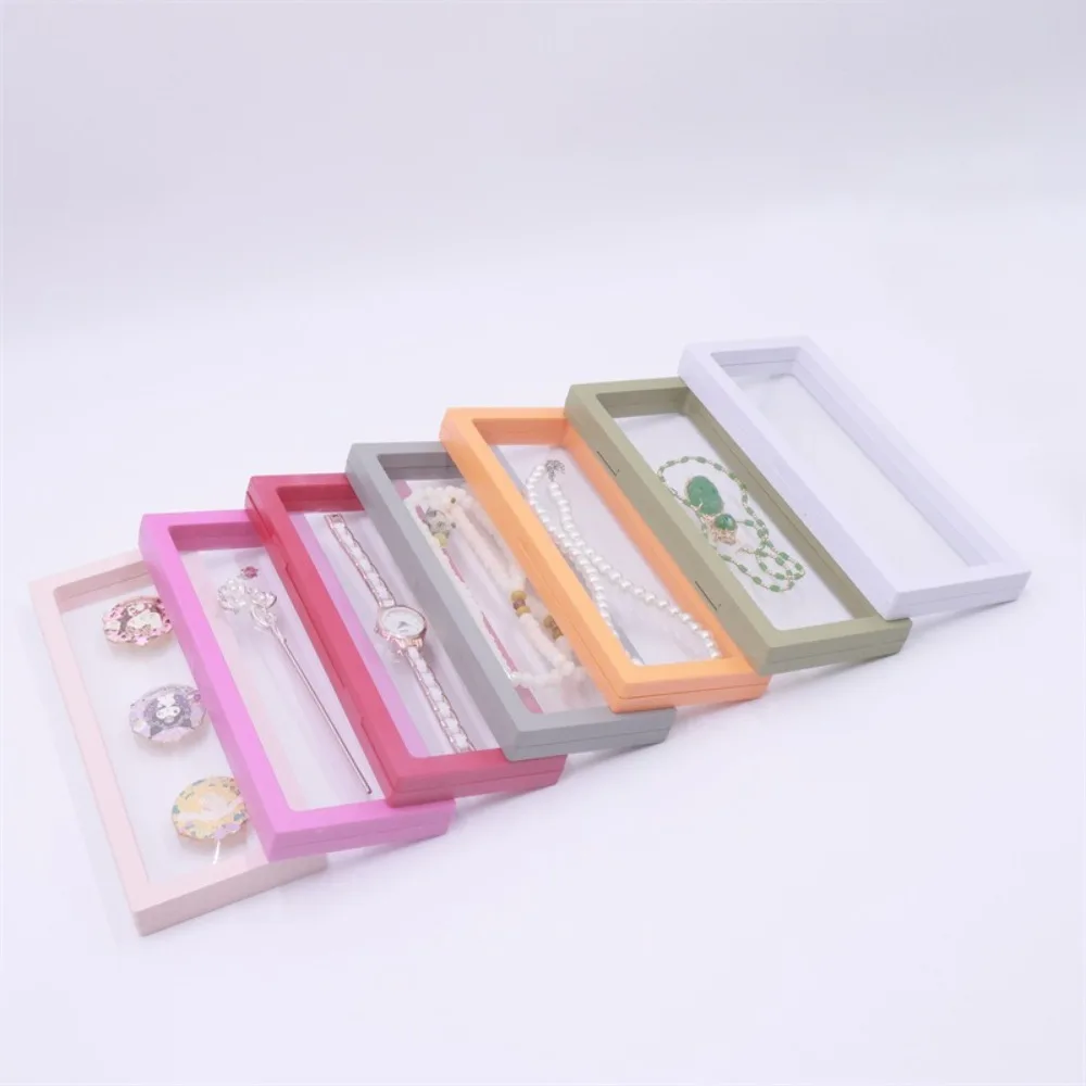 

Durable Elastic Jewelry Display Box Colorful Frame Anti-oxidation Transparent PE Film Box 3D Floating Display Stand Gift Display