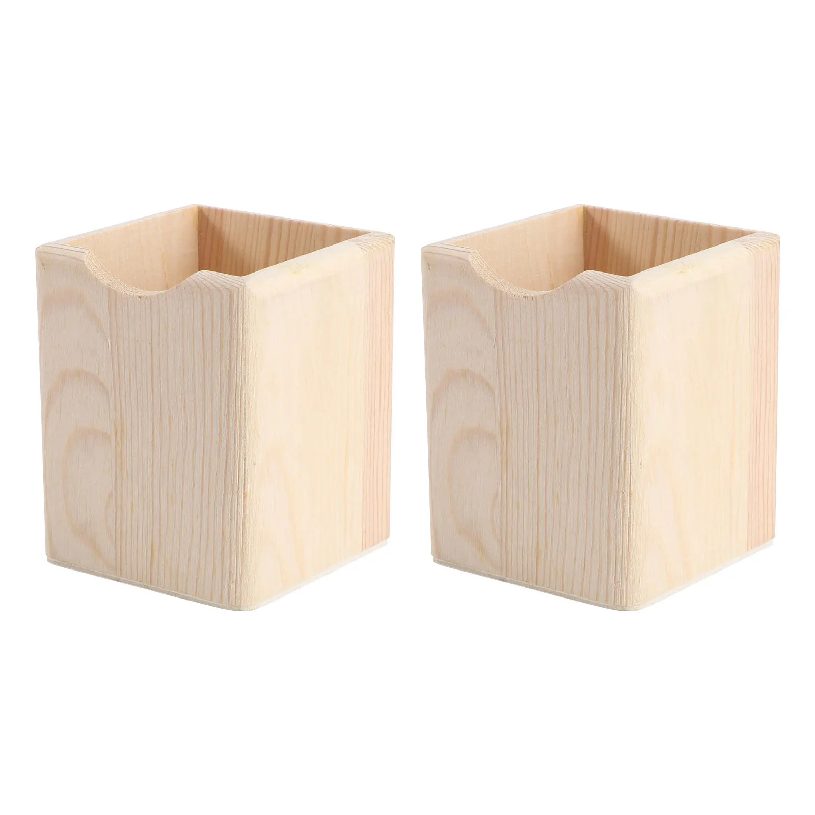 

2 pcs Blank Painting Pencil Holder Wooden Diy Box Unfinished Tall Container For Office Home Art Craft Storage Organizer Gift