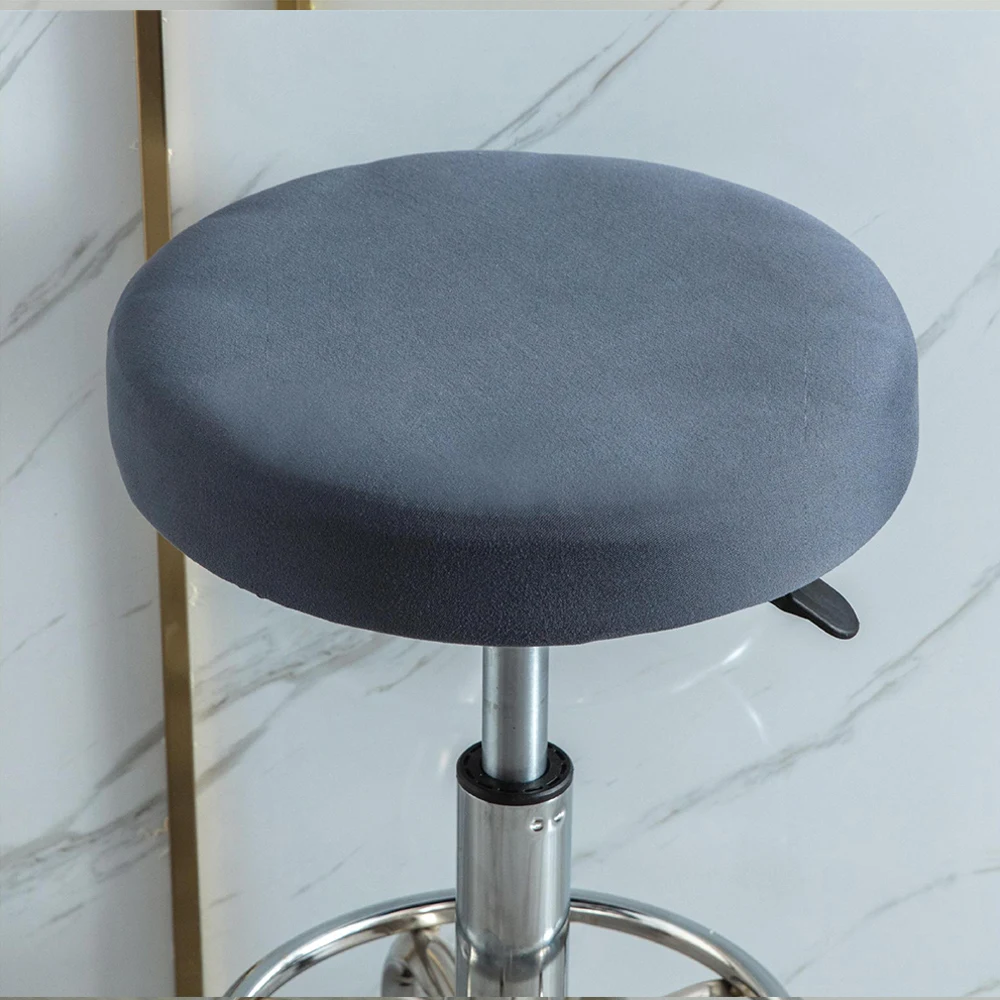 Bar Stool Cover Polar Fleece Round Chair Cover Removable Stool Slipcover Solid Seat Cushion Protector Washable Bar Stool