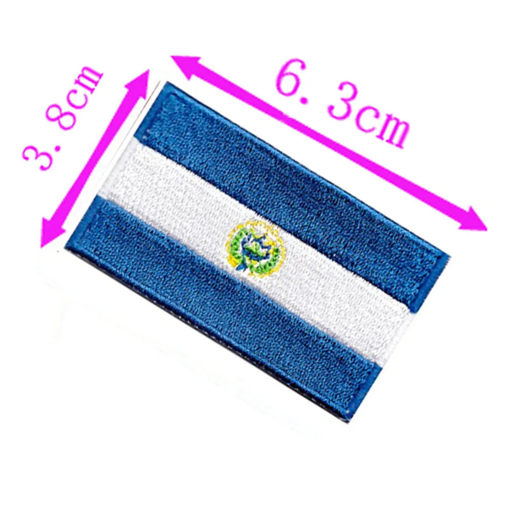 6.3cm Wide 1pc El Salvador Country Flag Embroidery Patch Iron On Sew On Backing/Craft/Applique/Hot Cut