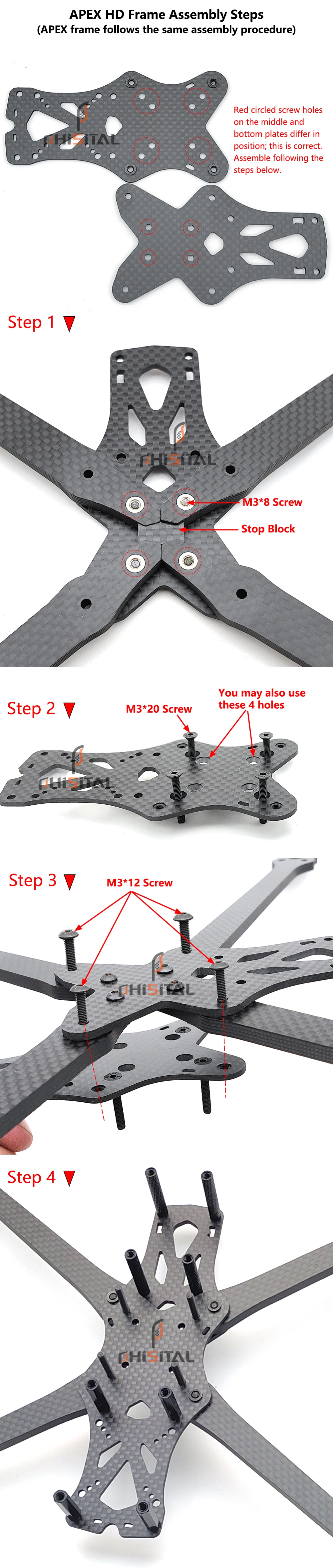 APEX HD Carbon-Faser FPV-Rahmen Freestyle 5/6/7 Zoll Renndrohnen-Teile für 19/20mm Kamera | DJI Air Unit/VISTA VTX Kit/Analog – Detail 11