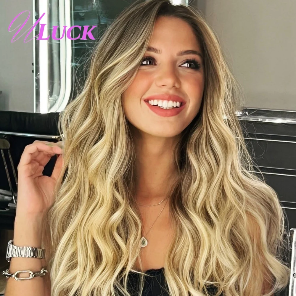 

Uluck Ombre Colored Honey Blonde 13x6 Lace Frontal Wigs Body Wave Brazilian Human Hair Wigs Pre Plucked Ready To Wear For Women